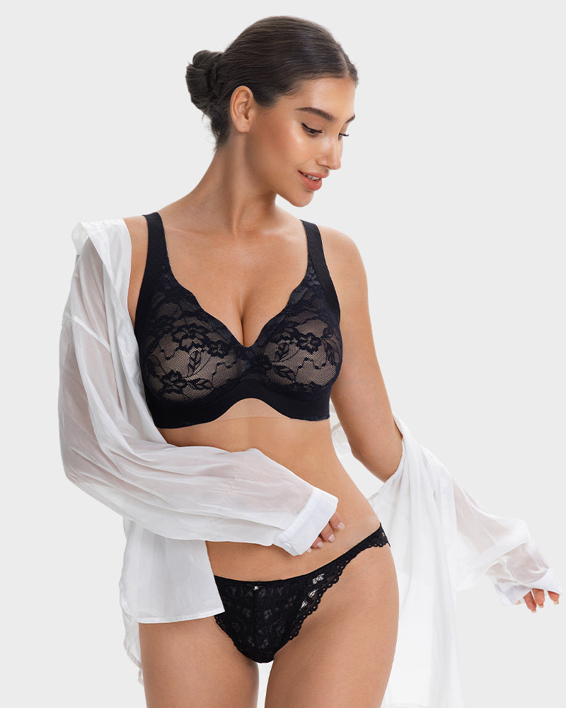 Wireless Lace Full Coverage Minimizer Bra - FirmaSmooth