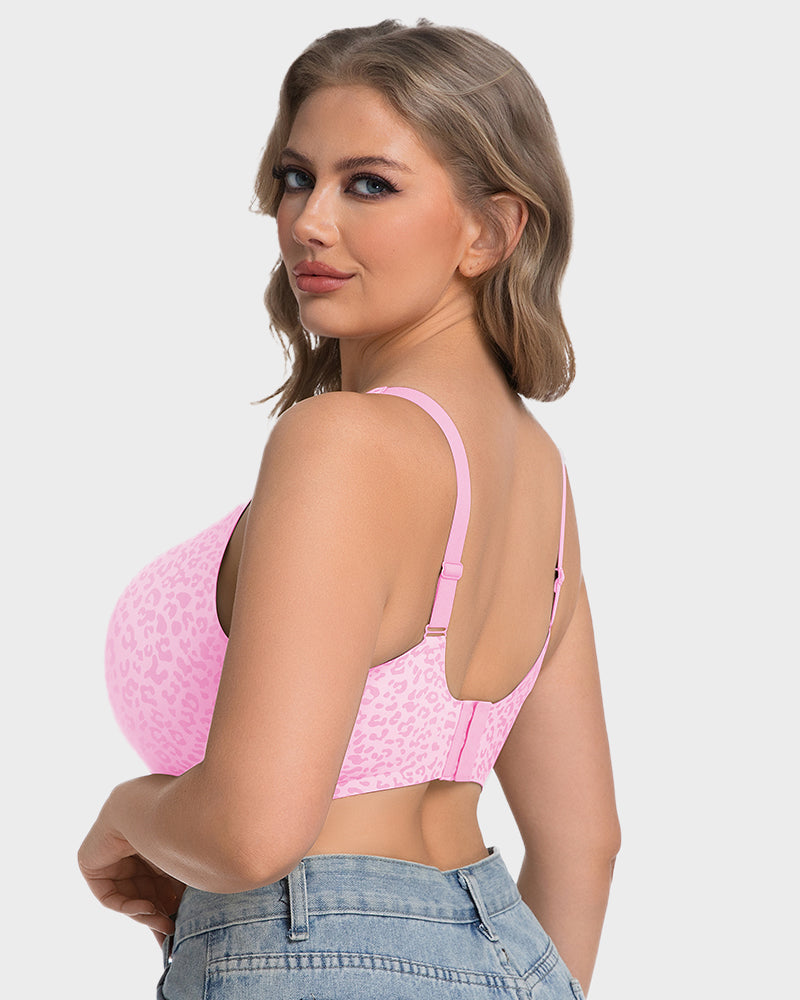 Wireless Leopard V-Neck Lift Contour Bra - FirmaLift
