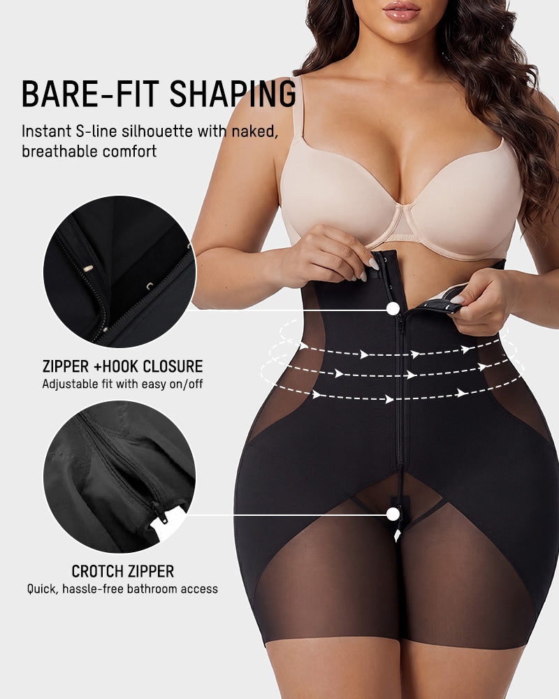Zip-Front Tummy Control Butt-Lifting Shapewear Shorts - FirmaControl