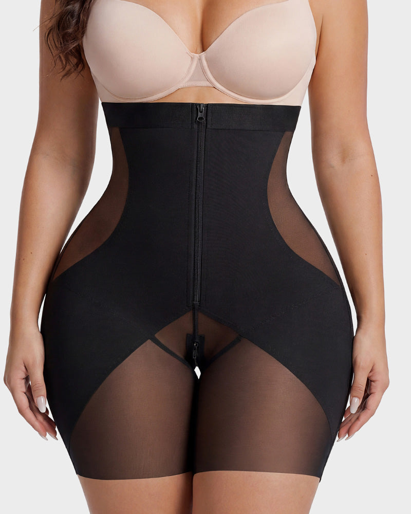 Zip-Front Tummy Control Butt-Lifting Shapewear Shorts - FirmaControl