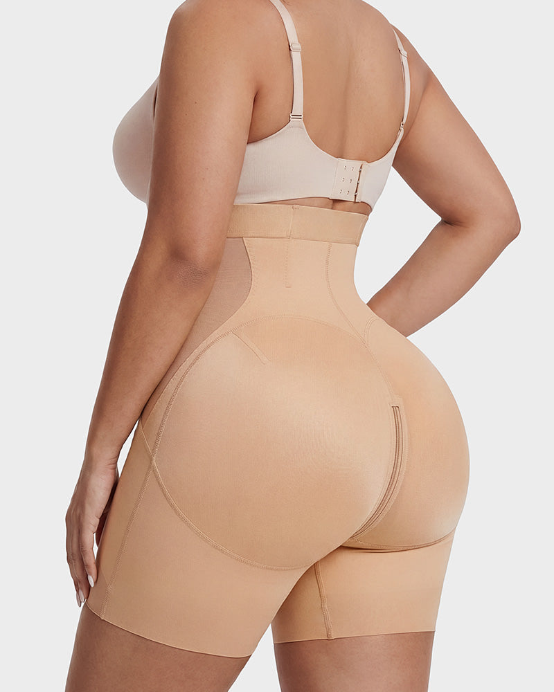Zip-Front Tummy Control Butt-Lifting Shapewear Shorts - FirmaControl