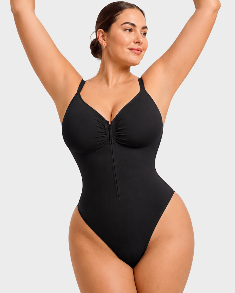 Zip-Front Tummy Control Shapewear Bodysuit - FirmaSculpt