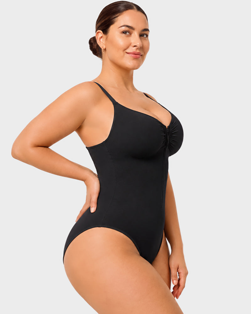Zip-Front Tummy Control Shapewear Bodysuit - FirmaSculpt