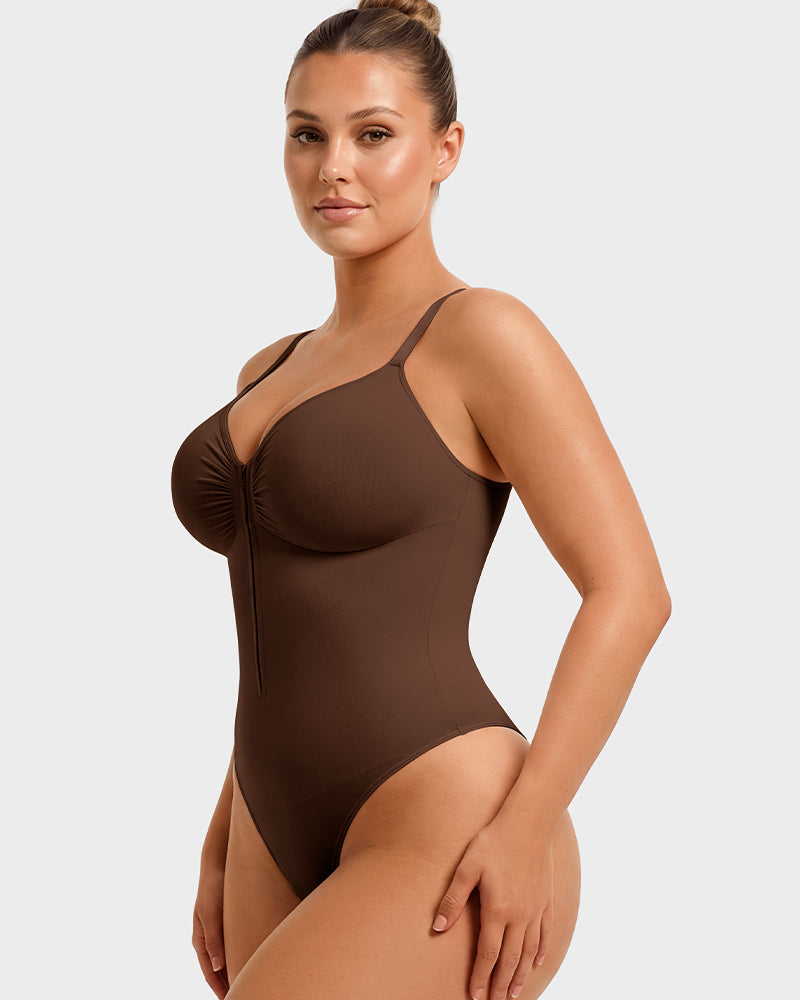 Zip-Front Tummy Control Shapewear Bodysuit - FirmaSculpt