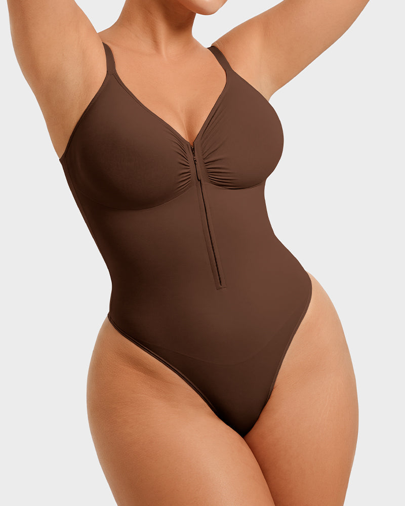Zip-Front Tummy Control Shapewear Bodysuit - FirmaSculpt