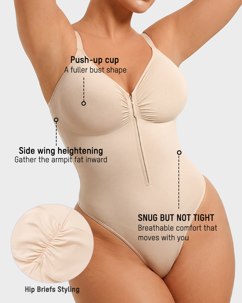 Zip-Front Tummy Control Shapewear Bodysuit - FirmaSculpt