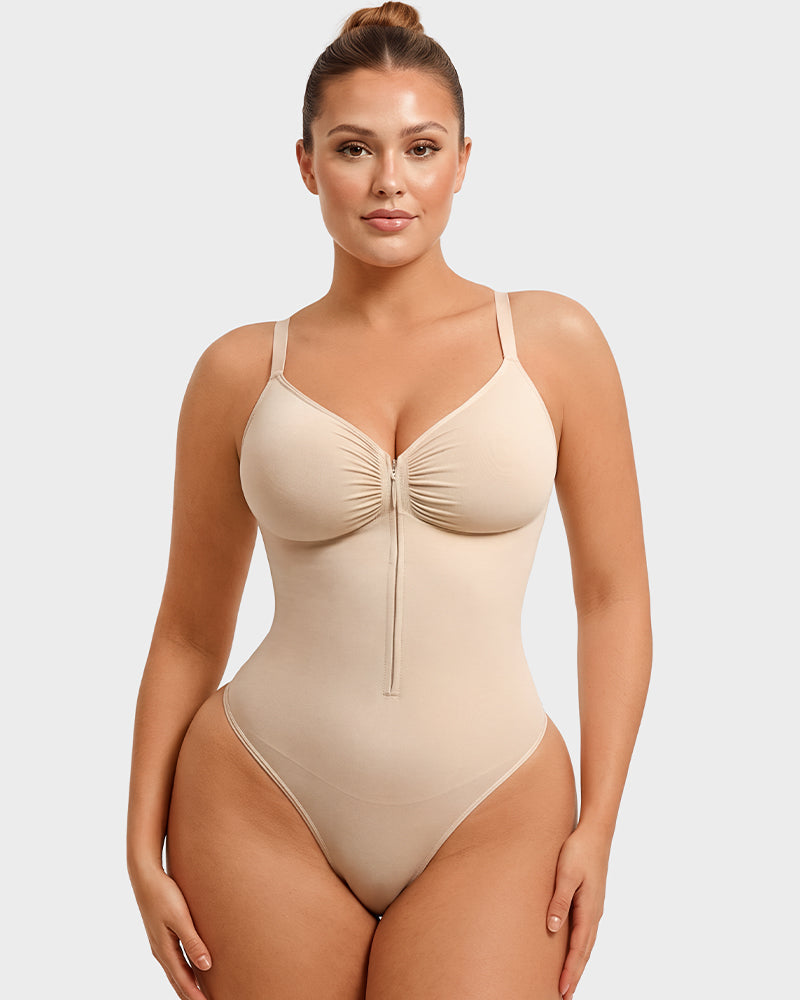 Zip-Front Tummy Control Shapewear Bodysuit - FirmaSculpt