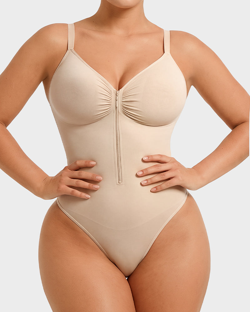Zip-Front Tummy Control Shapewear Bodysuit - FirmaSculpt