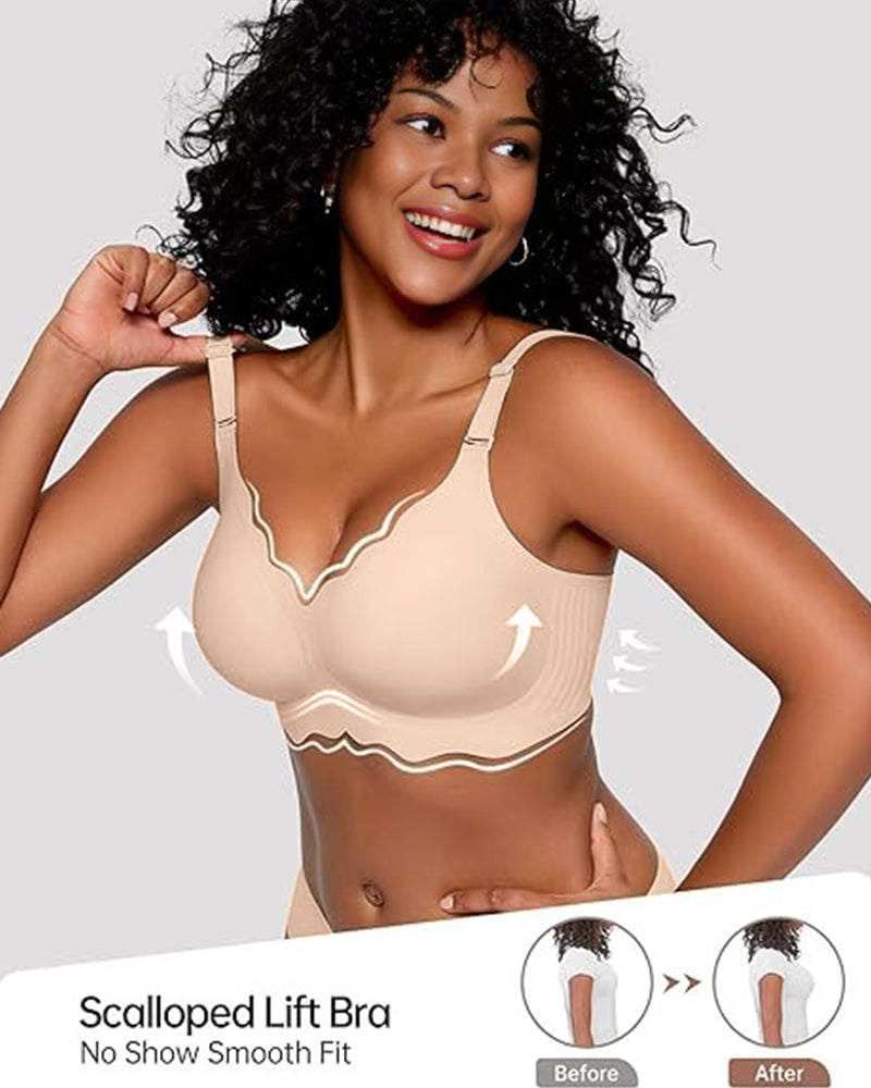 Full Coverage Wireless Jelly Bra with Scalloped Edges - FirmaSoft