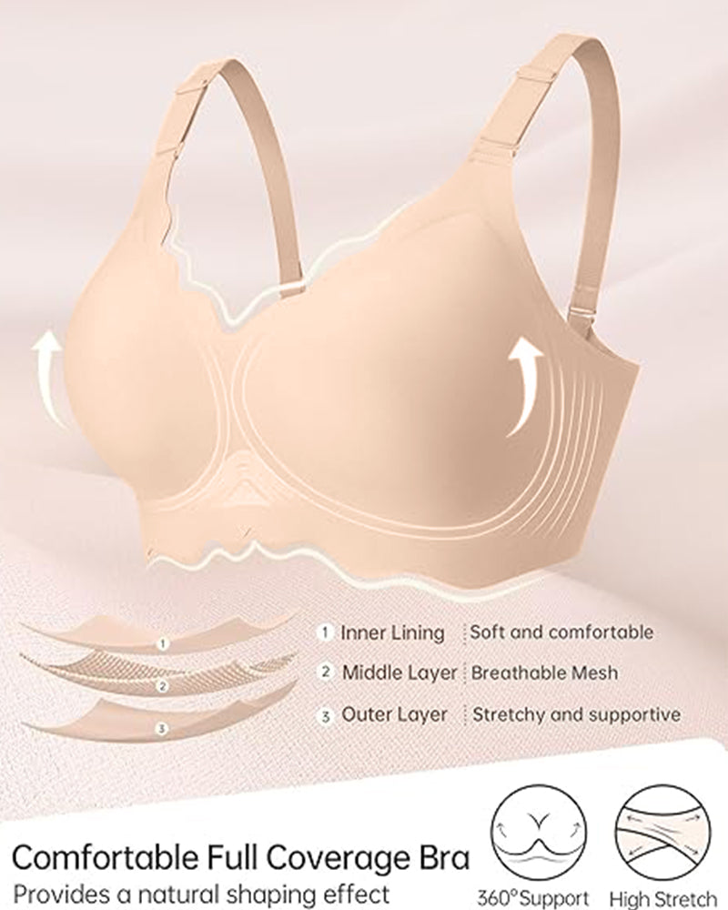 Full Coverage Wireless Jelly Bra with Scalloped Edges - FirmaSoft