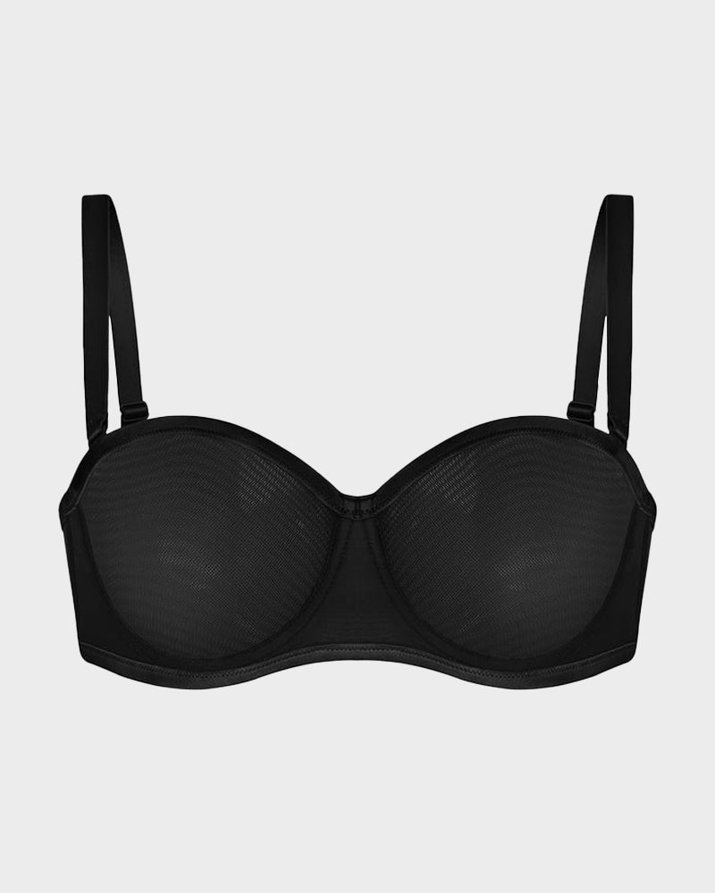Strapless Mesh Underwire Balconette Bra - FirmaBreeze