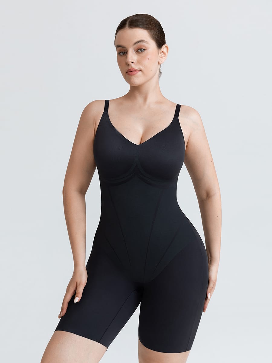 Light Control V-Neck Traceless Boyshort Bodysuit - FirmaActive