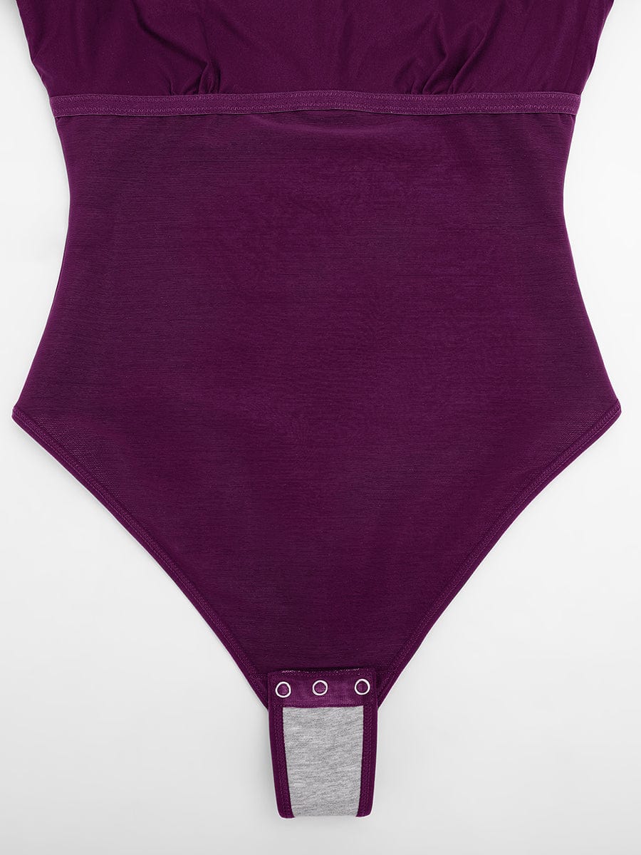 Draped Neck All-In-One Shaping Bodysuit with Built-In Bra - FirmaSculpt