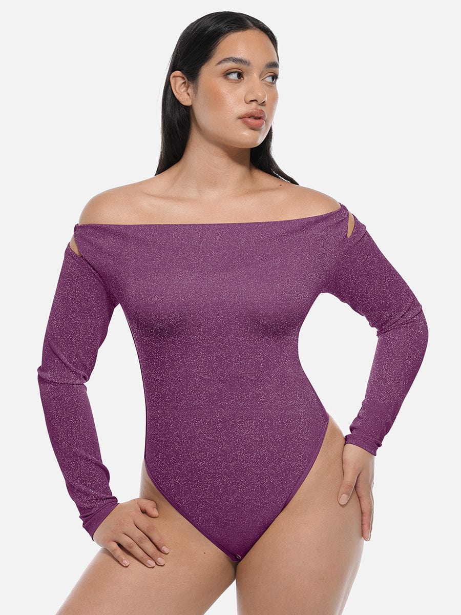 Draped Neck All-In-One Shaping Bodysuit with Built-In Bra - FirmaSculpt