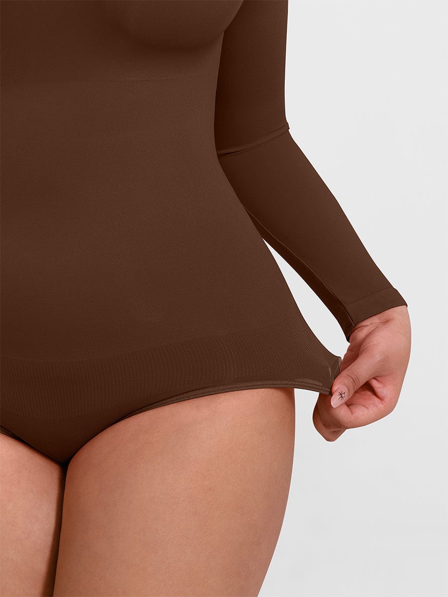 Long-Sleeve Crew Neck Tummy Control Bodysuit - FirmaSculpt
