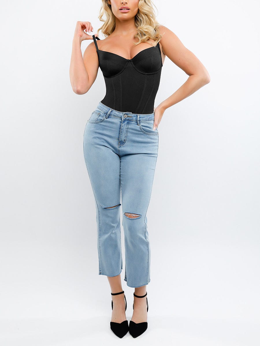 Corset-Style Built-In Bra Thong Shaping Bodysuit - FirmaSculpt