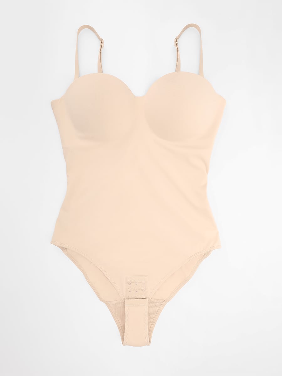 Seamless Underwire Half Cup Shapewear Bodysuit with Removable Pads - FirmaHold