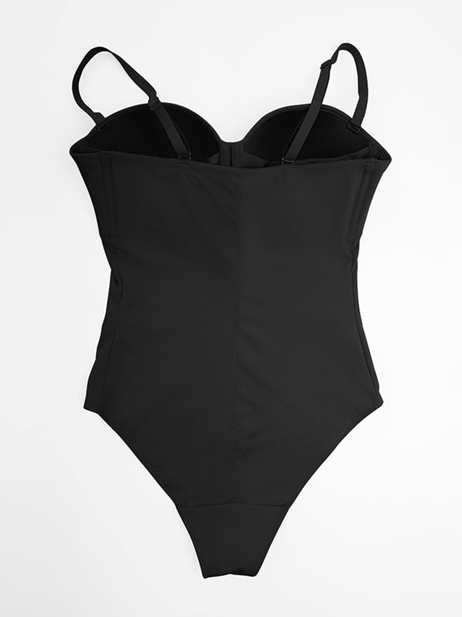 Seamless Underwire Half Cup Shapewear Bodysuit with Removable Pads - FirmaHold