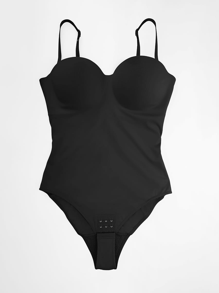 Seamless Underwire Half Cup Shapewear Bodysuit with Removable Pads - FirmaHold