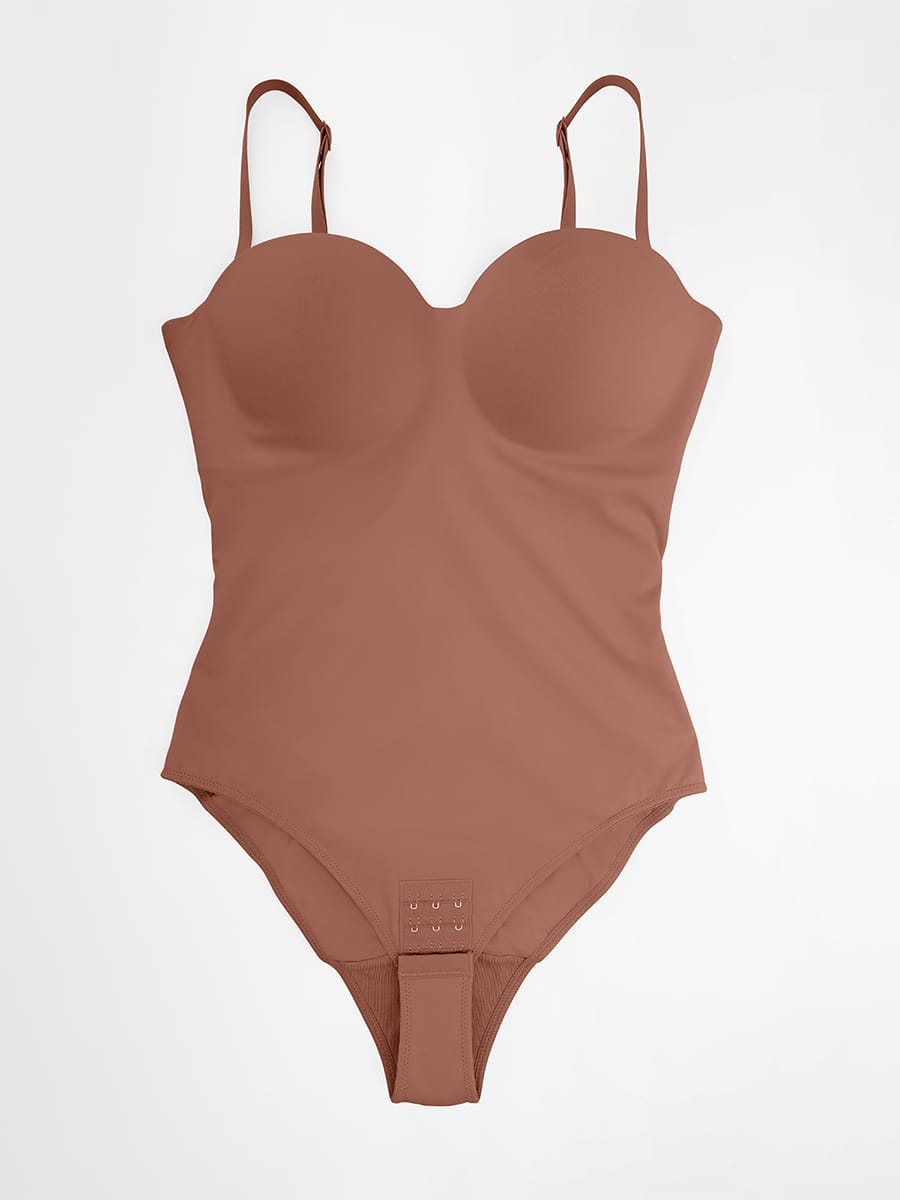 Seamless Underwire Half Cup Shapewear Bodysuit with Removable Pads - FirmaHold