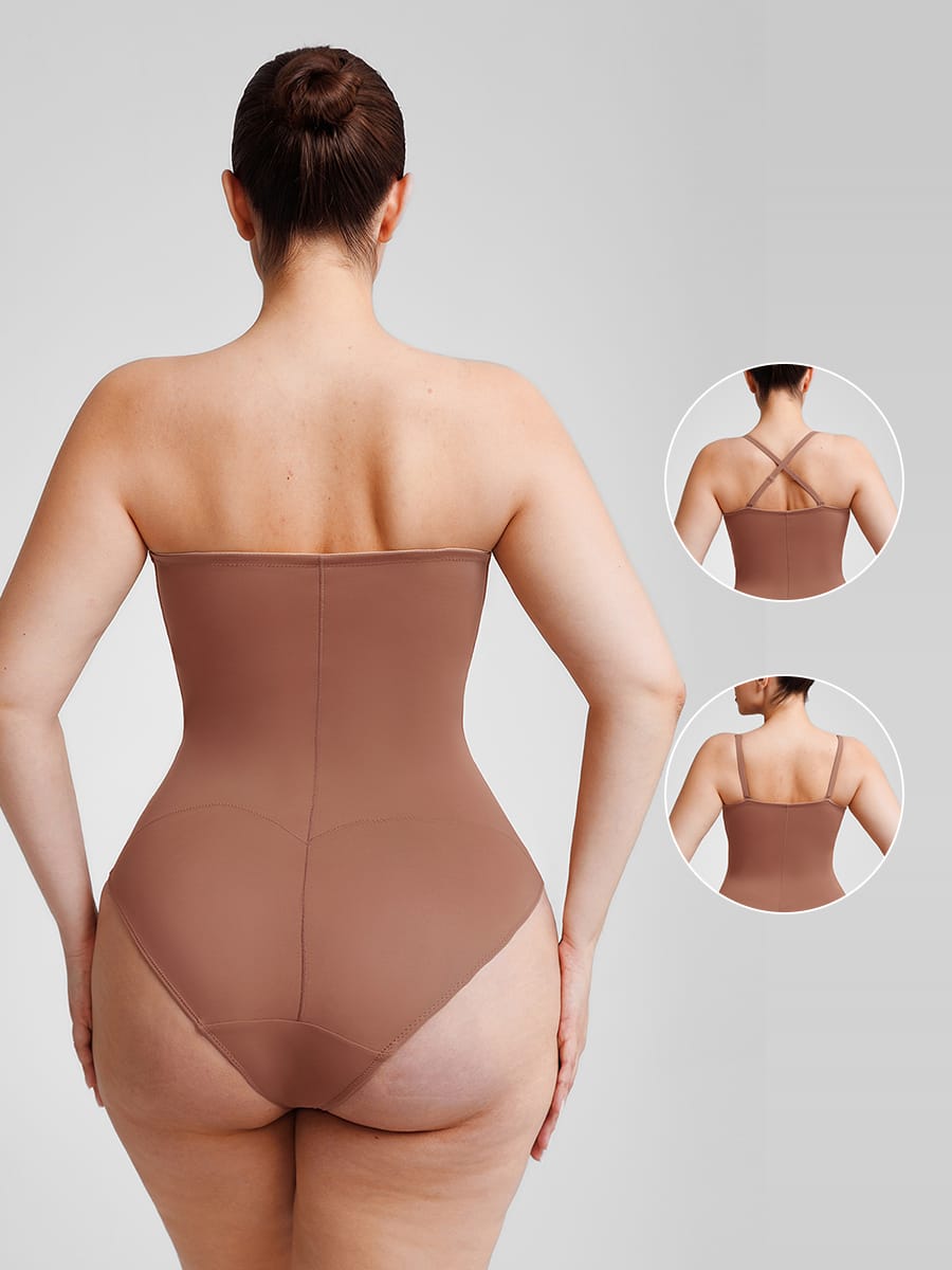 Seamless Underwire Half Cup Shapewear Bodysuit with Removable Pads - FirmaHold
