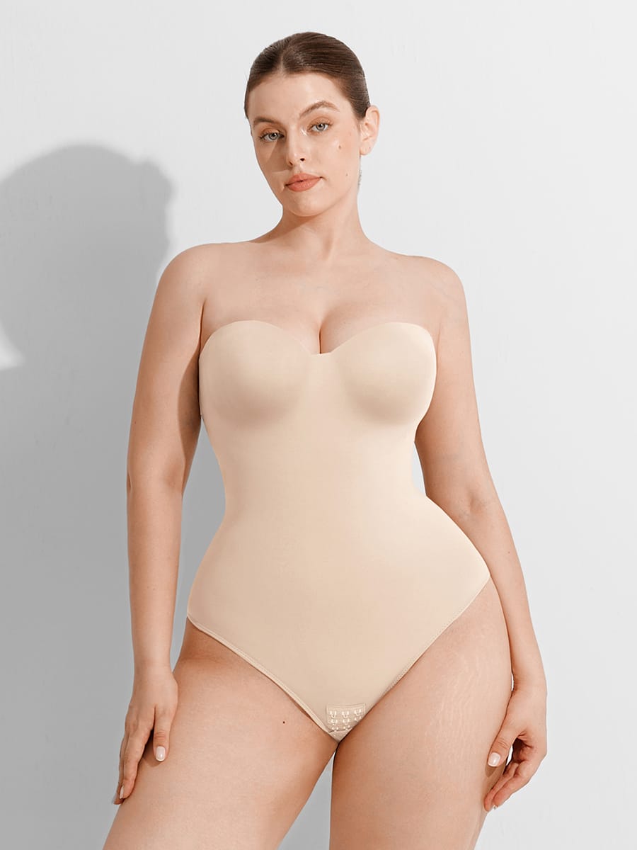 Seamless Underwire Half Cup Shapewear Bodysuit with Removable Pads - FirmaHold
