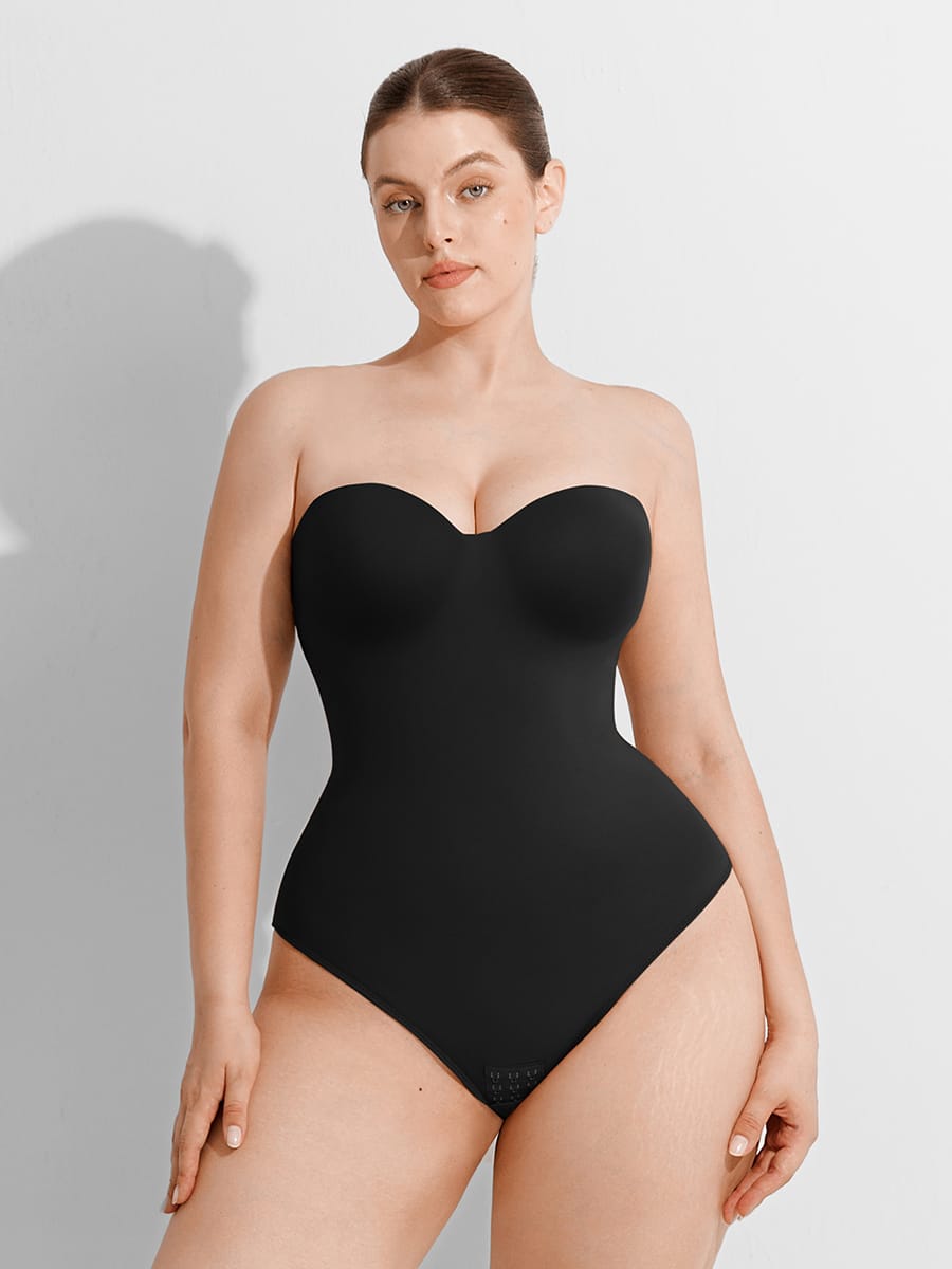 Seamless Underwire Half Cup Shapewear Bodysuit with Removable Pads - FirmaHold