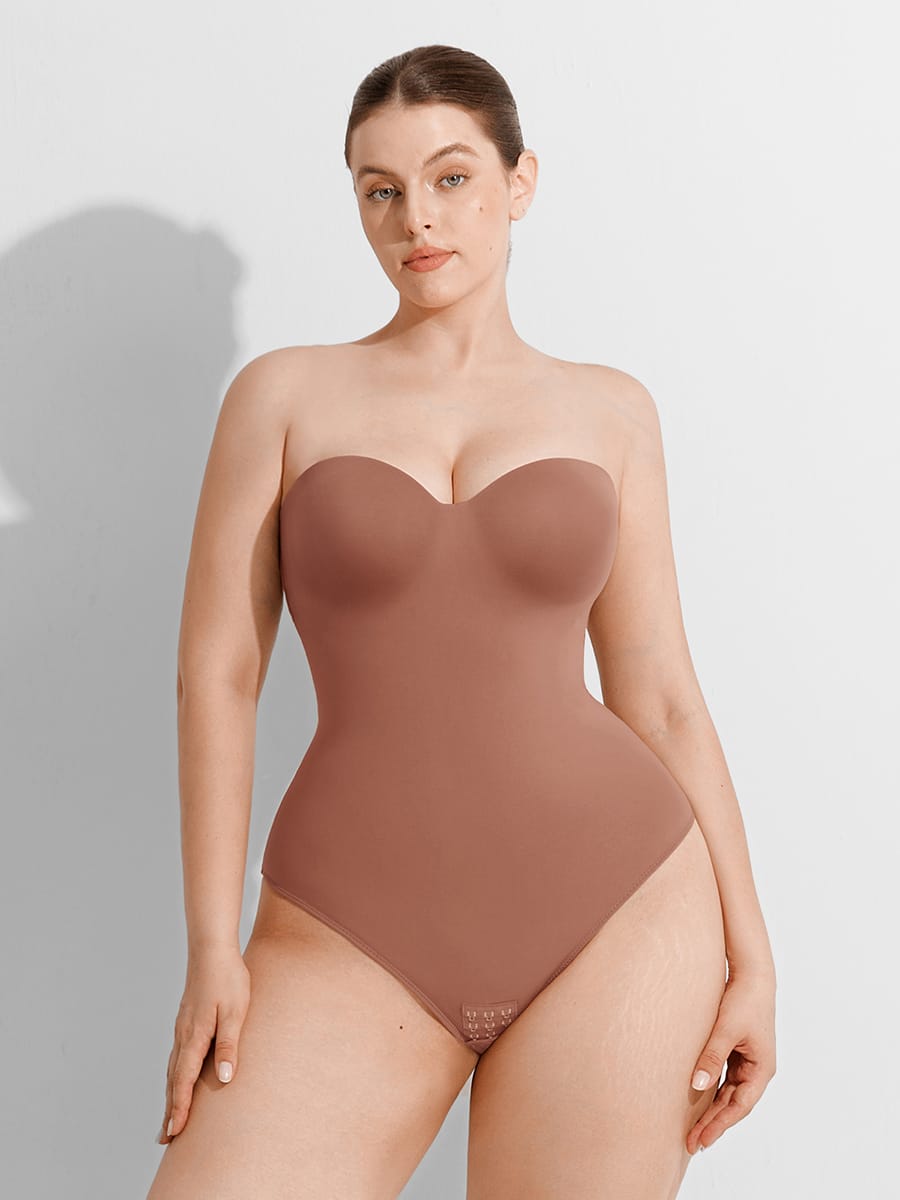 Seamless Underwire Half Cup Shapewear Bodysuit with Removable Pads - FirmaHold