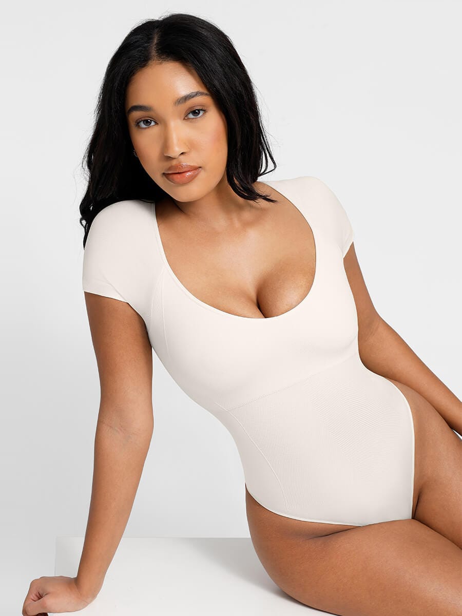 Square Neck Chest Support Tummy Control Bodysuit - FirmaSculpt