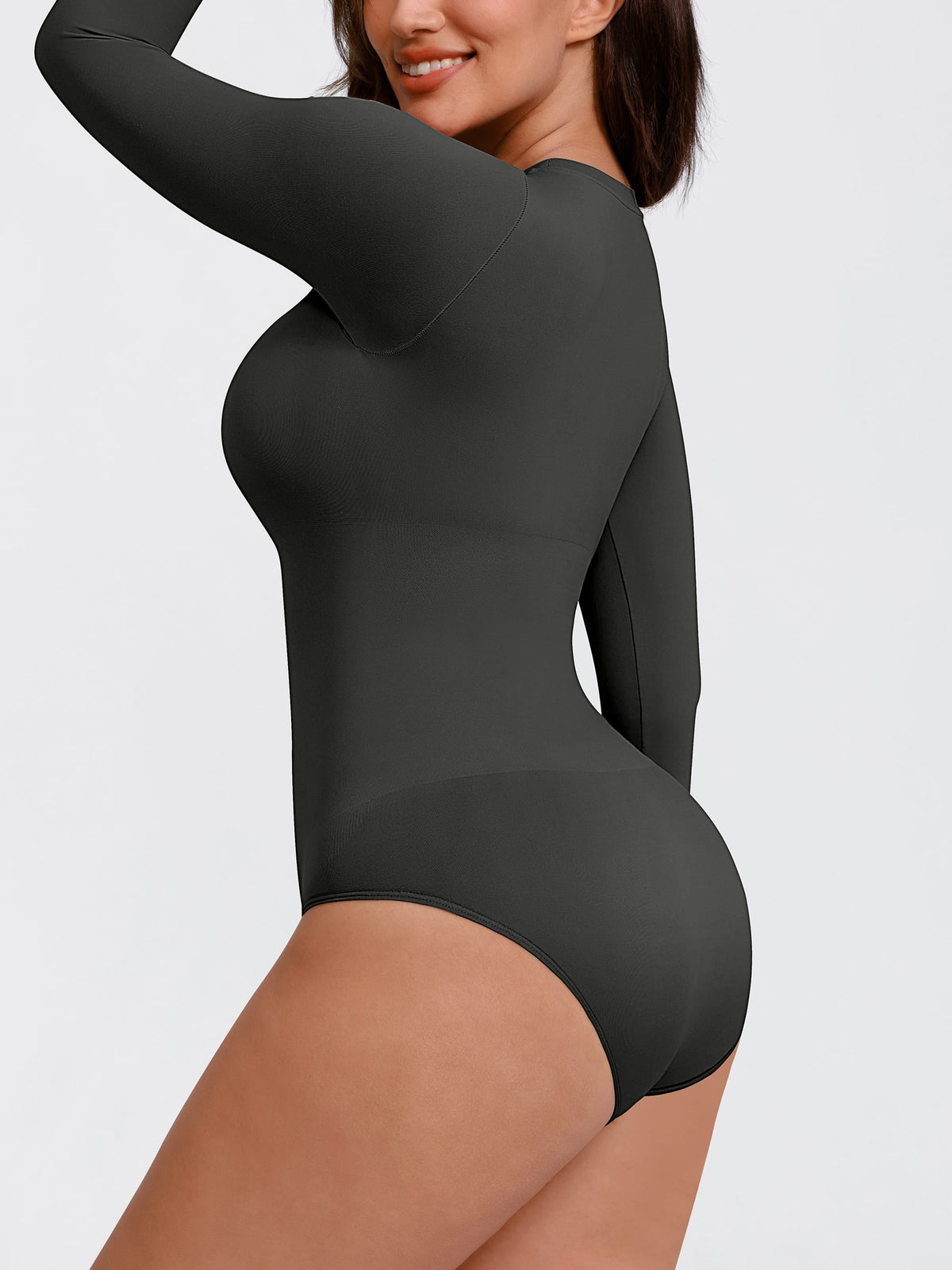 Long-Sleeve Crew Neck Tummy Control Bodysuit - FirmaSculpt