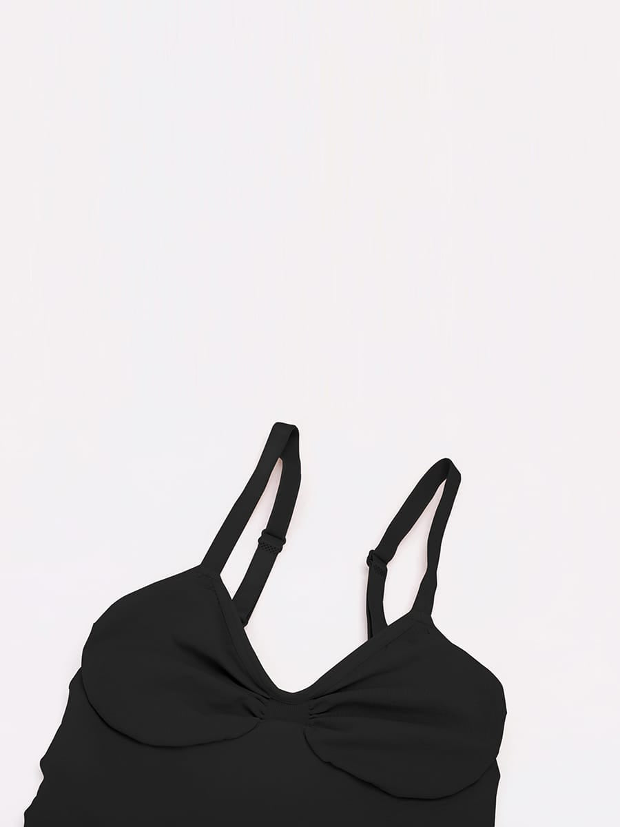 Seamless V Neck Ruched Bust Tummy Control Thong Shaping Bodysuit - FirmaActive