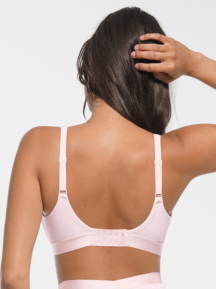 Deep V Neck Rib Modal Bralette with Removable Pads - FirmaSoft