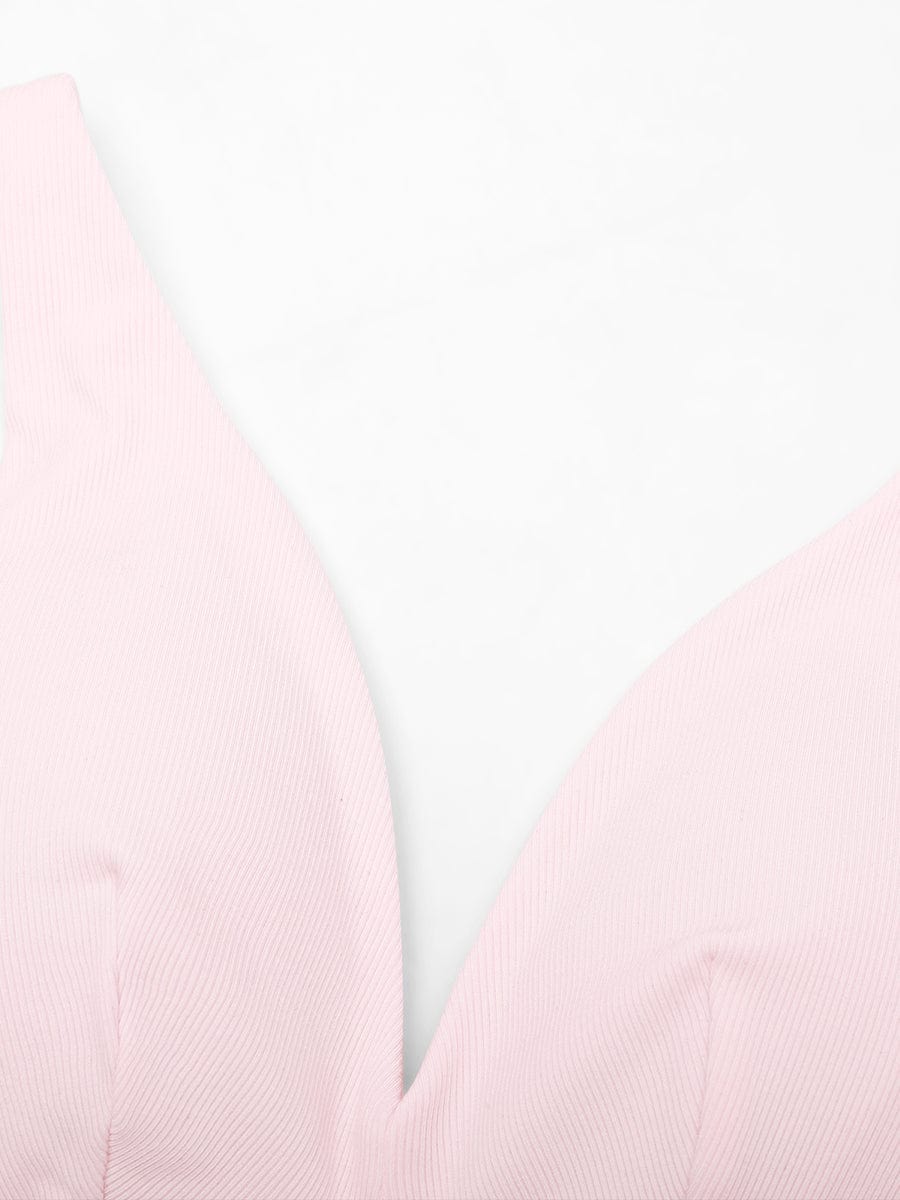 Deep V Neck Rib Modal Bralette with Removable Pads - FirmaSoft