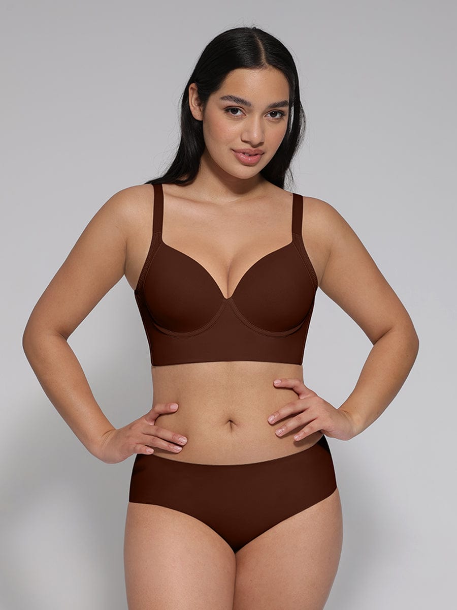 Brown Underwire Push-Up Sculpting Full Coverage Bra - FirmaLift