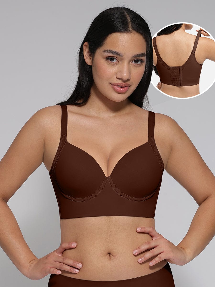 Brown Underwire Push-Up Sculpting Full Coverage Bra - FirmaLift