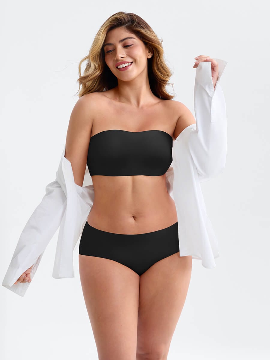 Strapless Anti Slip Bandeau Bra Fixed Molded Cups FeelSoft Fabric - FirmaActive