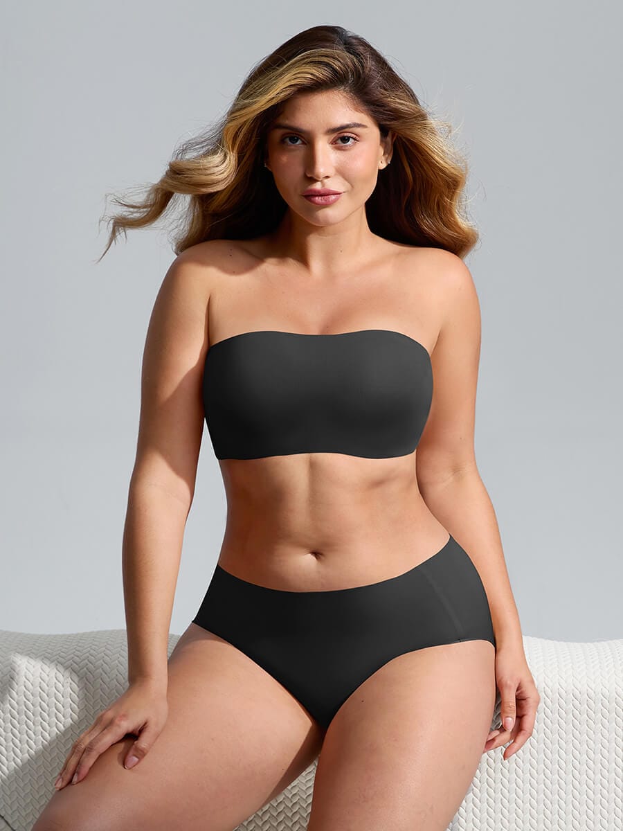 Strapless Anti Slip Bandeau Bra Fixed Molded Cups FeelSoft Fabric - FirmaActive