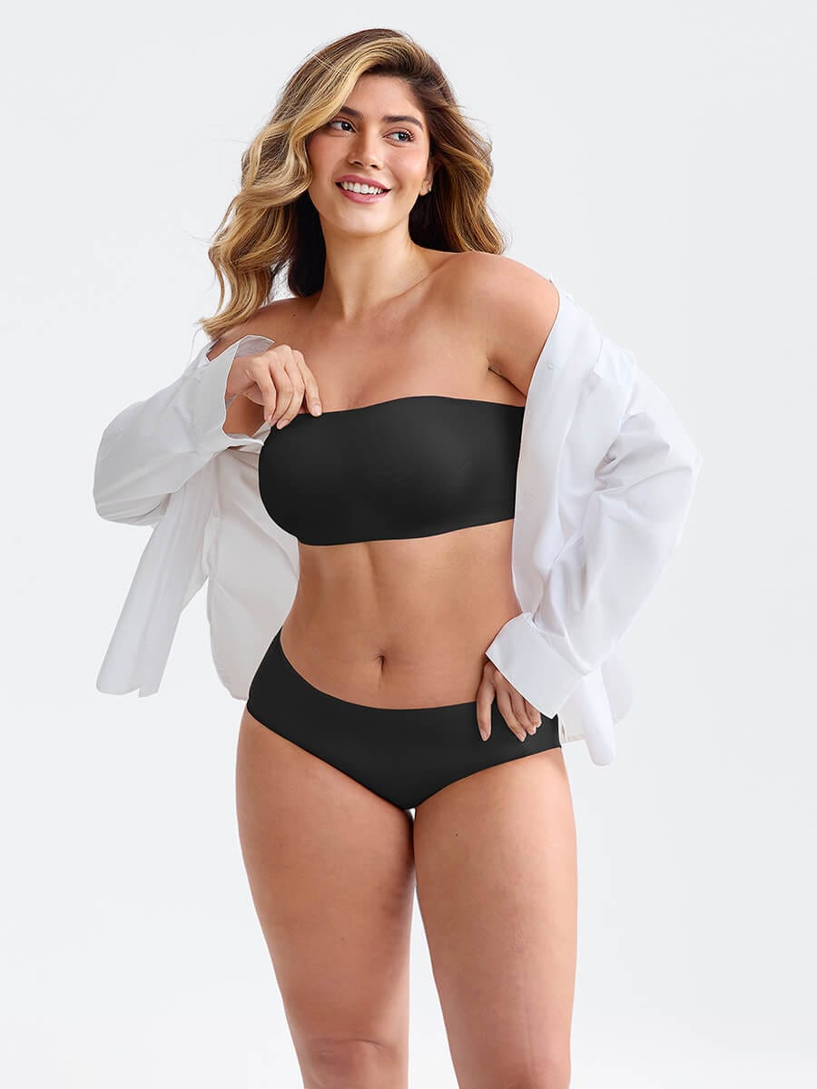 Strapless Anti Slip Bandeau Bra Fixed Molded Cups FeelSoft Fabric - FirmaActive