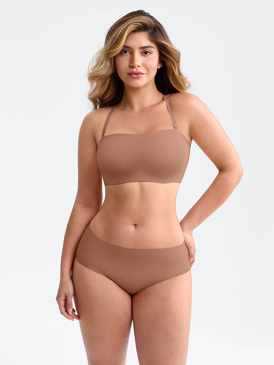 Strapless Anti Slip Bandeau Bra Fixed Molded Cups FeelSoft Fabric - FirmaActive