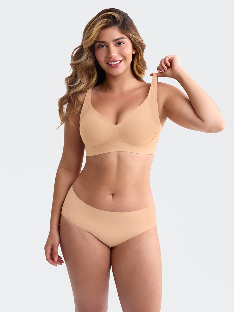 Seamless Wireless Plunge T-Shirt Bra with Smooth Back - FirmaLift