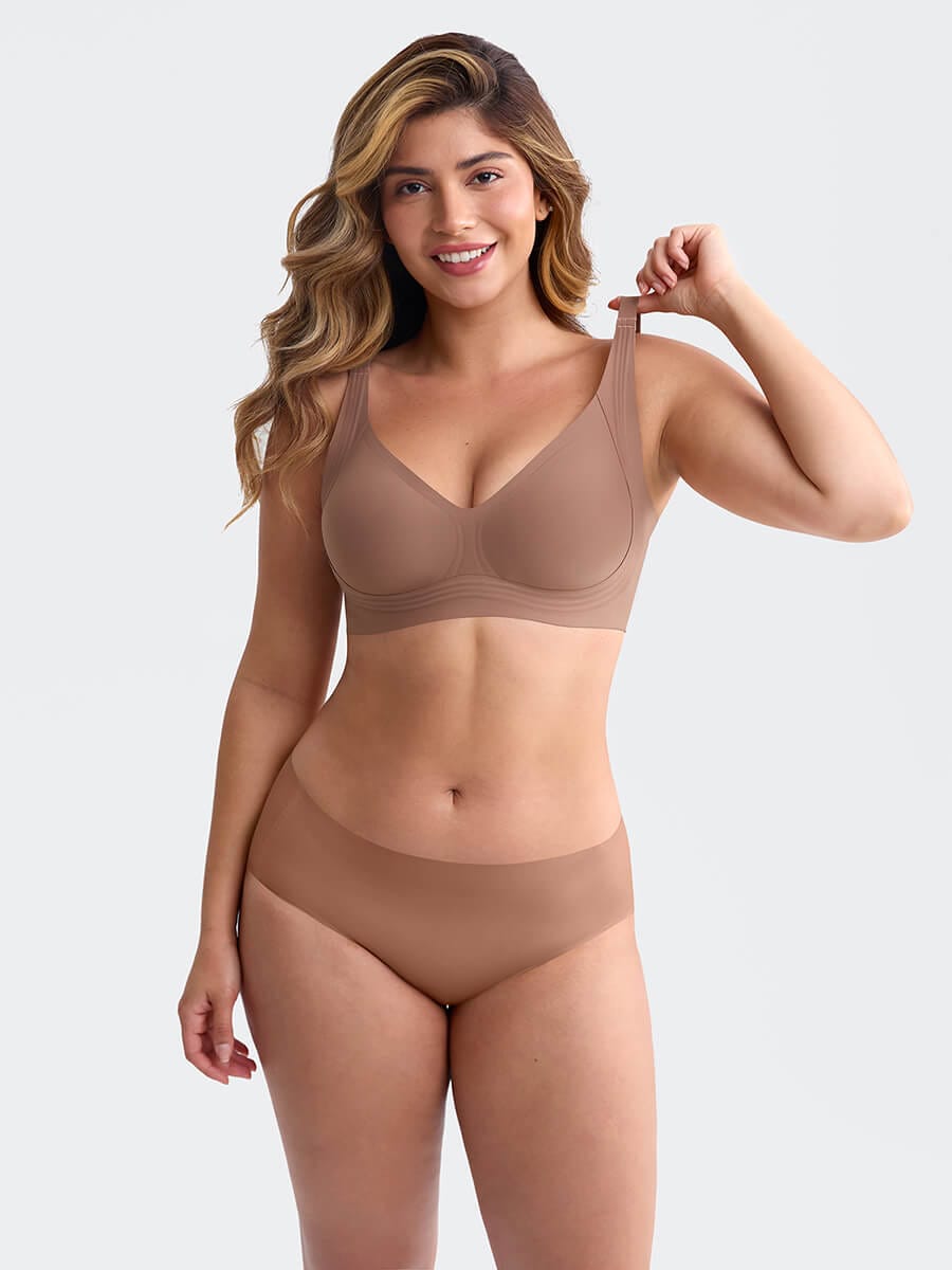 Seamless Wireless Plunge T-Shirt Bra with Smooth Back - FirmaLift