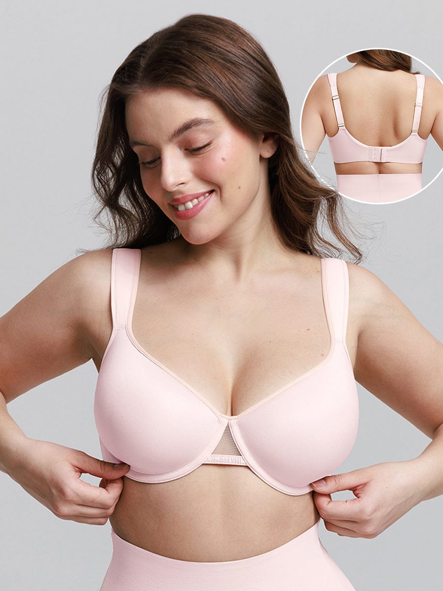Full Coverage Underwire Bra with Memory Foam Cups and Wide Straps - FirmaHold