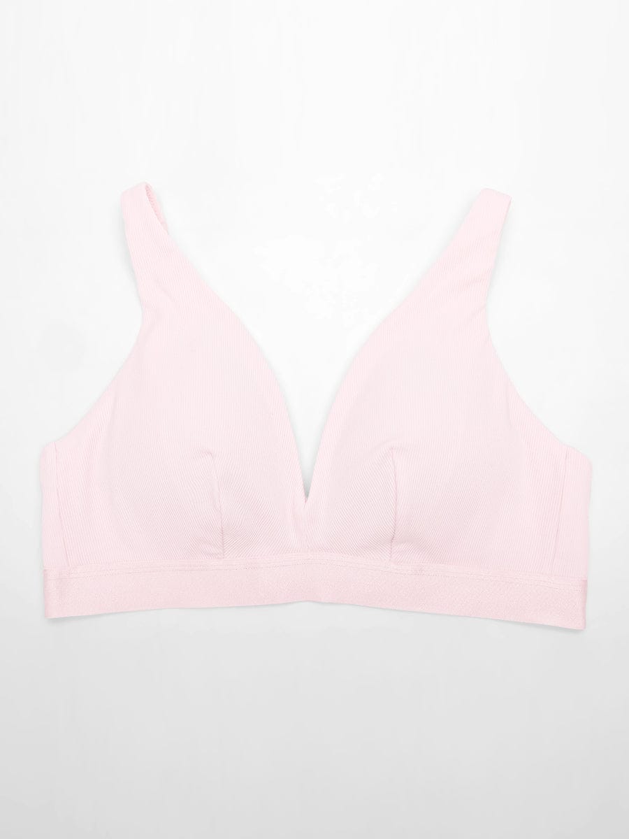 Deep V Neck Rib Modal Bralette with Removable Pads - FirmaSoft