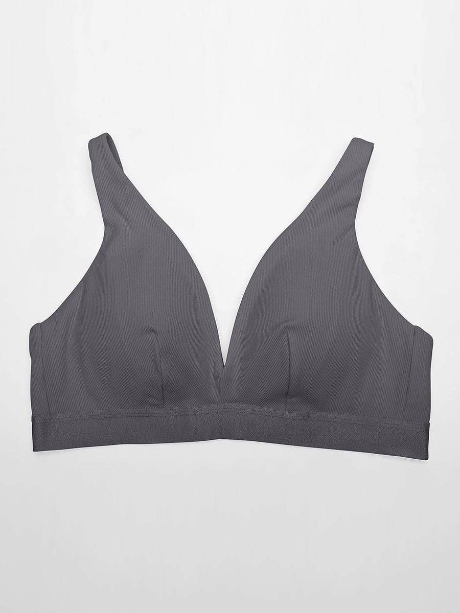 Deep V Neck Rib Modal Bralette with Removable Pads - FirmaSoft