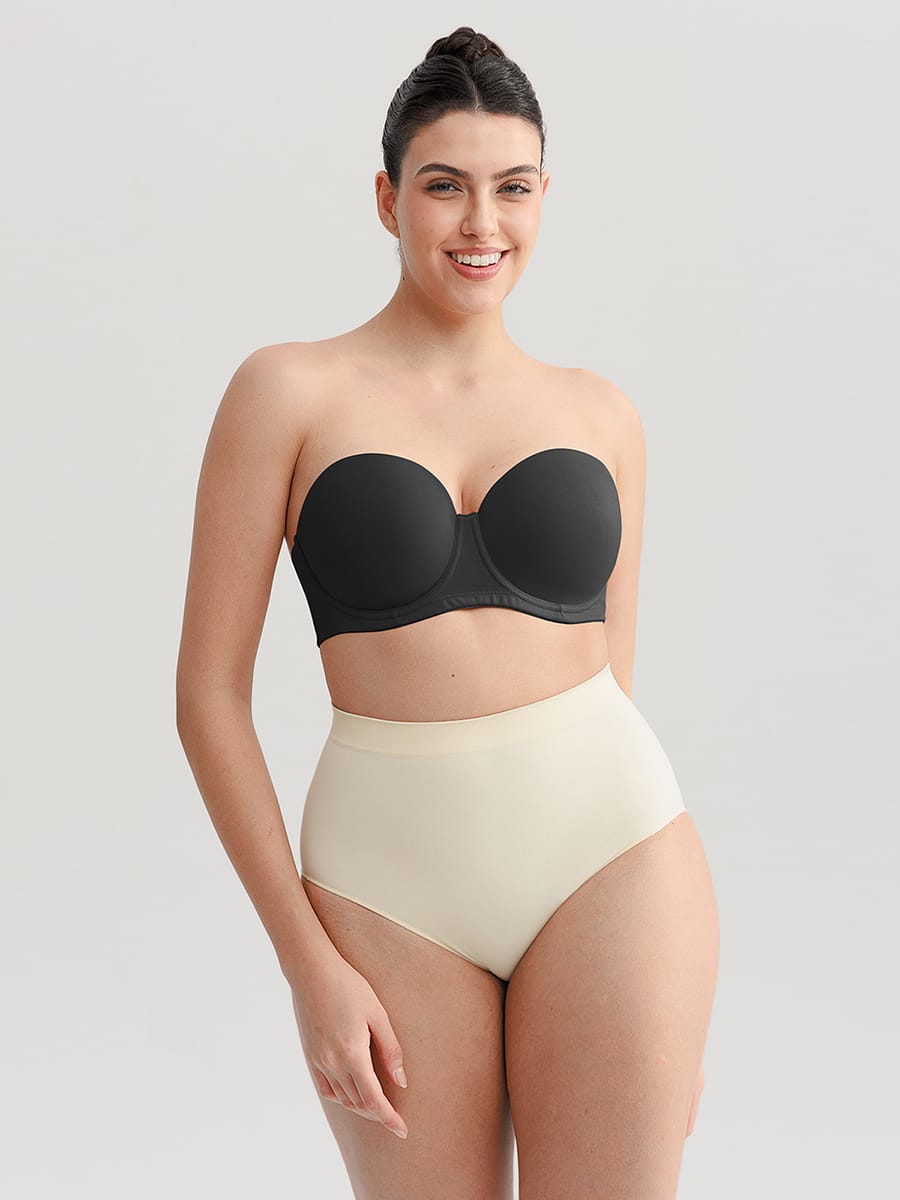 Strapless Non-slip Underwire Bra with Bust Support and Gathering - FirmaLift