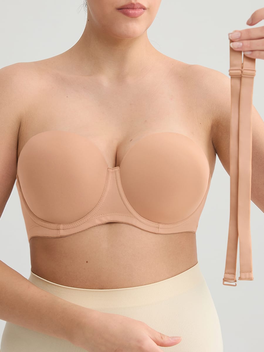 Strapless Non-slip Underwire Bra with Bust Support and Gathering - FirmaLift