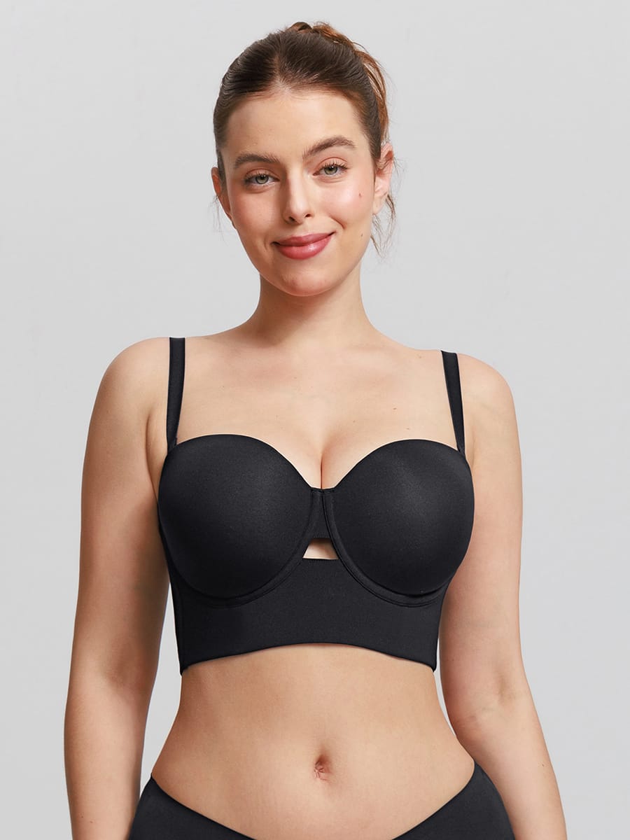 Strapless Half Cup Underwire Bra Wide Back Strong Support Everyday Wear丨FirmaHold