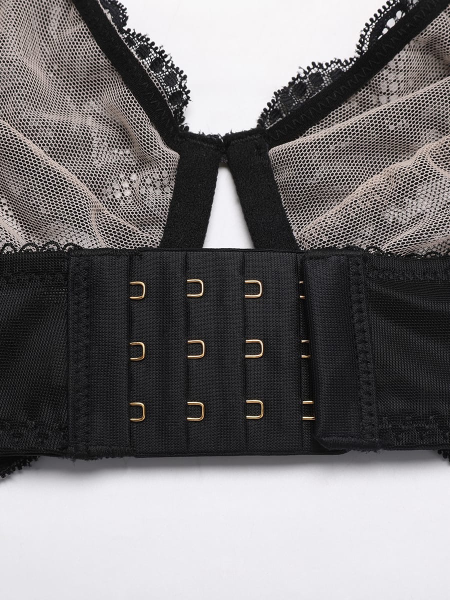Unlined Sheer Floral Mesh Lace Bra - FirmaLift