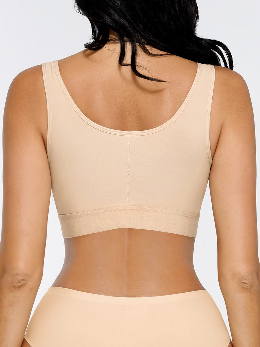 Adjustable Front Closure Post-Surgery Bra with Triple Hooks - FirmaHold
