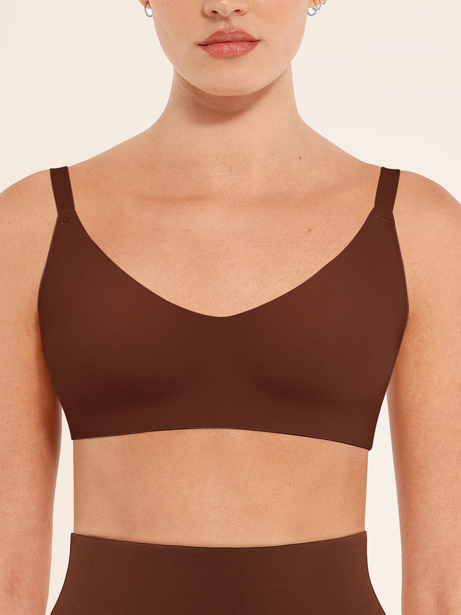 Seamless Comfort V-Neck Bralette with Adjustable Straps - FirmaSoft